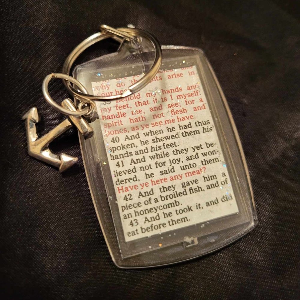 Bible Scripture Keychain with Metal Anchor Pendant